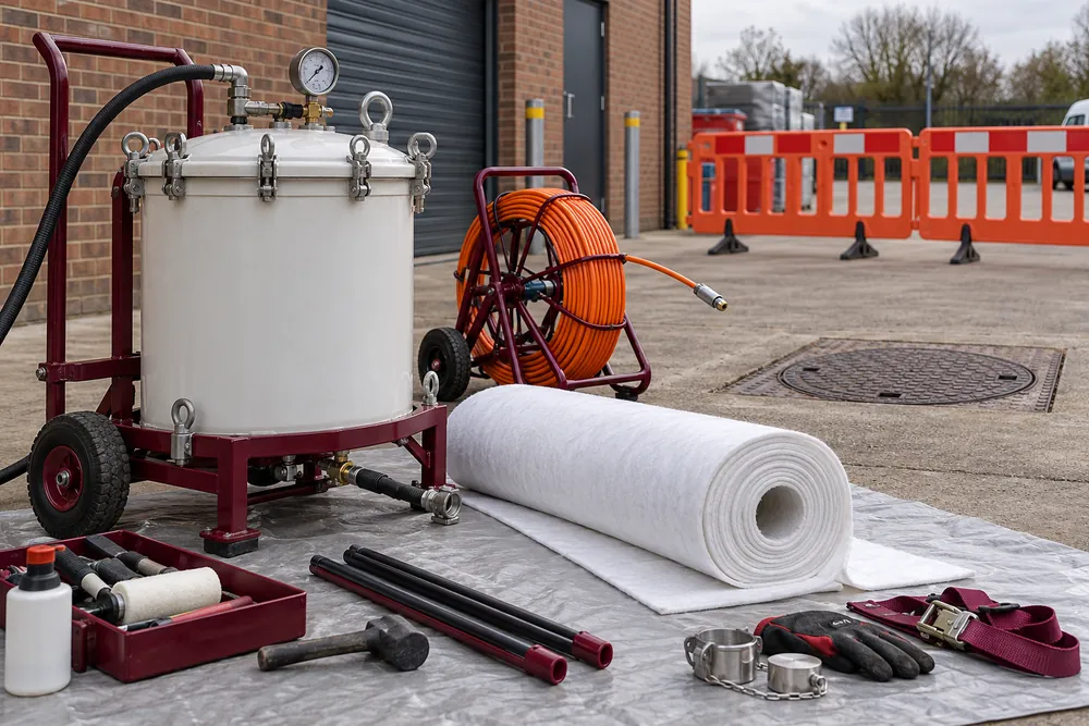 Drain lining equipment ready for installation